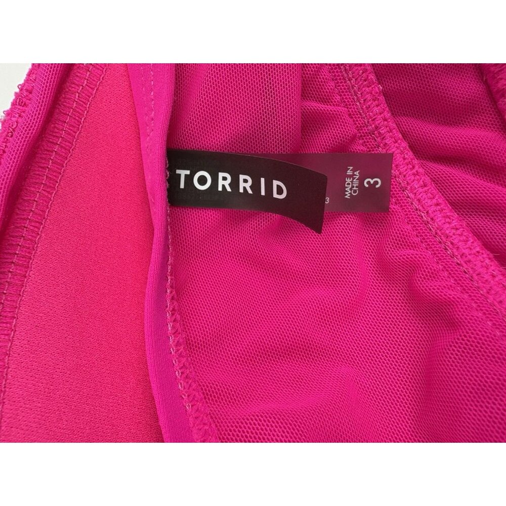 *Torrid 2 Pc Swimsuit Womens Plus 3 Hot Pink Bralette Brief Lace Up Beach Bikini - Picture 7 of 9